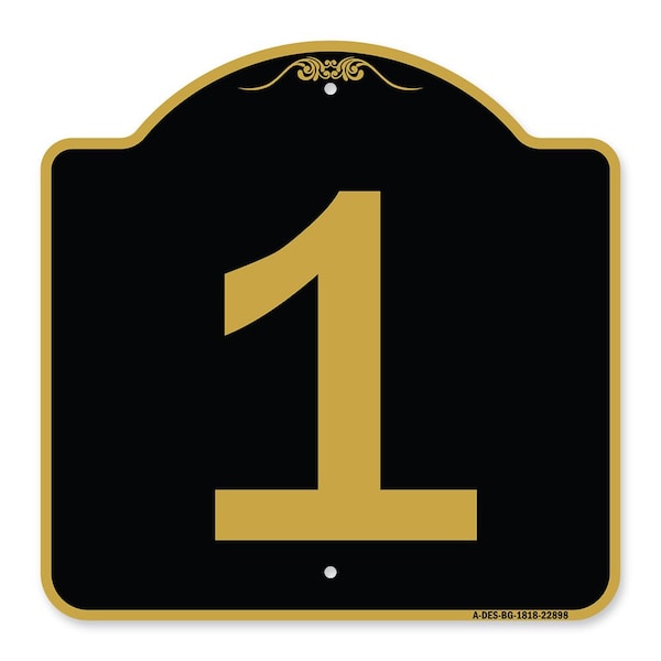Signmission Designer Series Sign-Sign W/ Number 1, Black & Gold Aluminum Sign, 18" x 18", BG-1818-22898 A-DES-BG-1818-22898 - main
